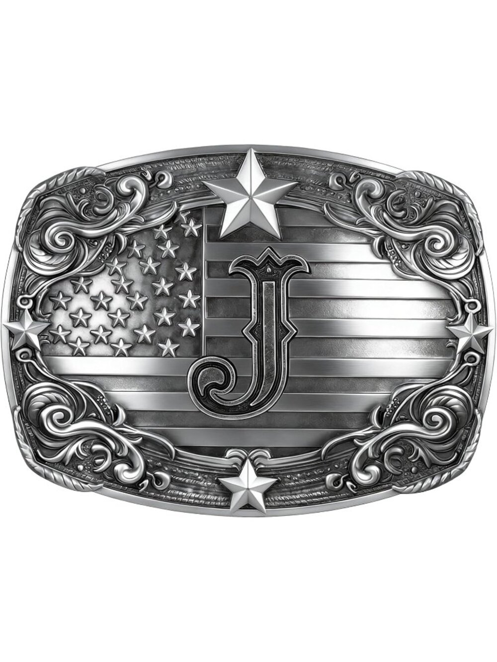 Men J Vintage Western Buckle Initial Letter Cowboy Belt